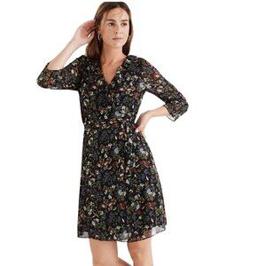 Madewell Sheer Sleeves Ruffled Wrap Dress 3/4 Sleeves Size S